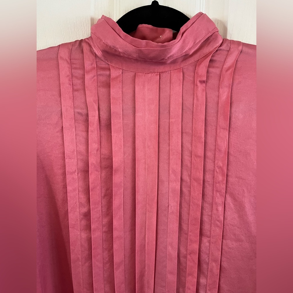 Vintage 100% Silk Jason Prescott Pink Blouse long sleeve button down Large - Picture 6 of 14
